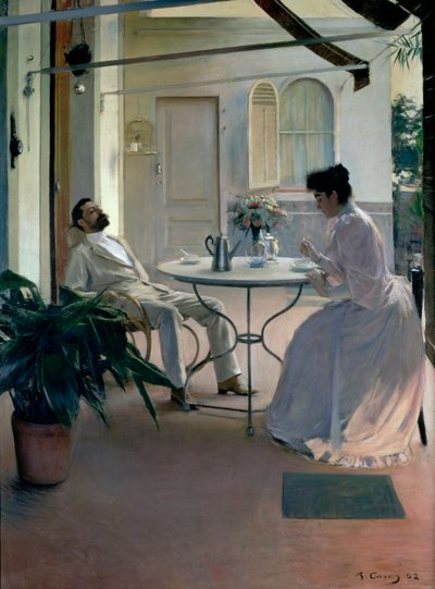 Openlucht interieur, Barcelona, 1892 door Ramon Casas i Carbo